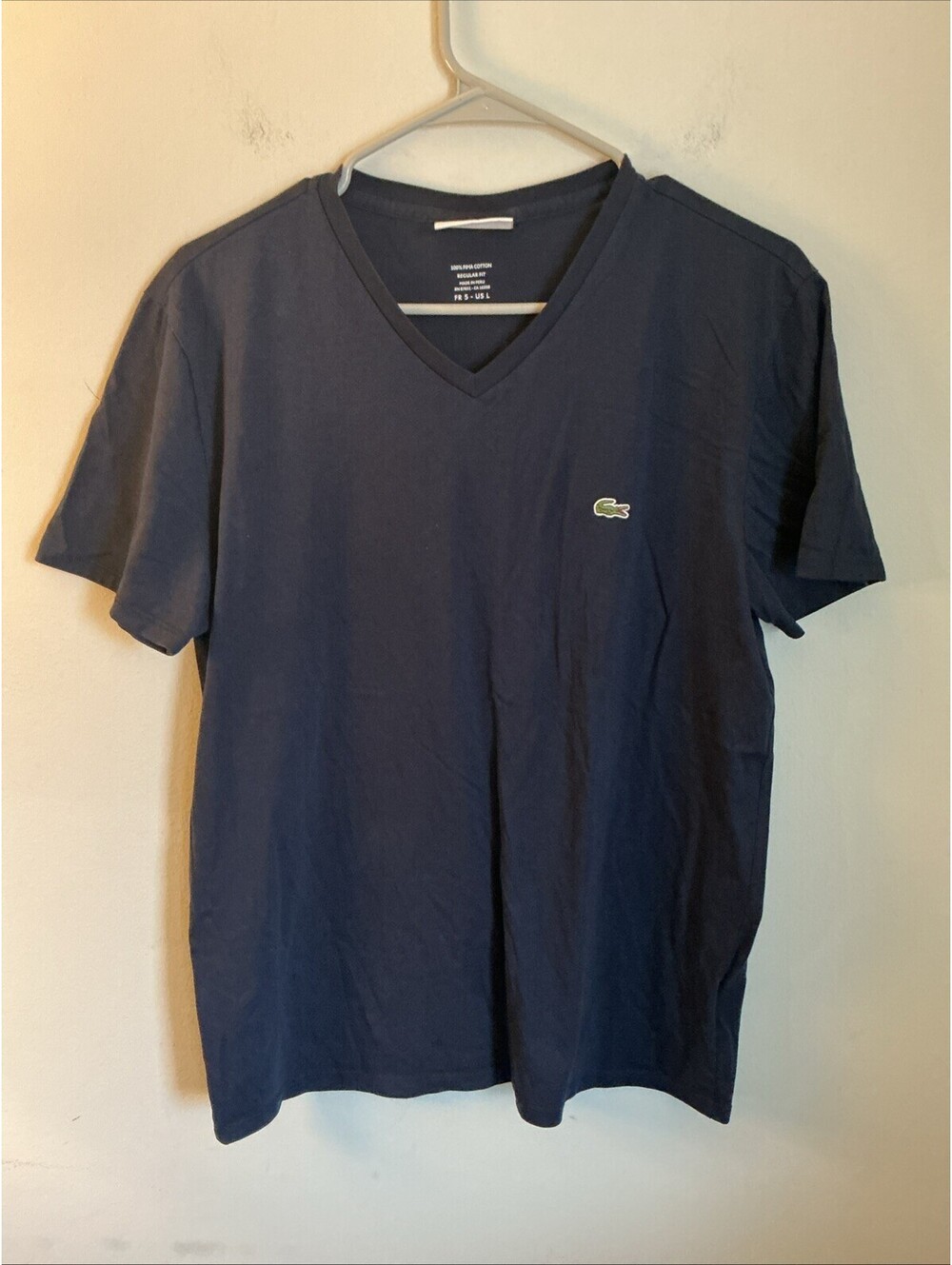 Lacoste Blue V Neck Tshirt Men’s Large